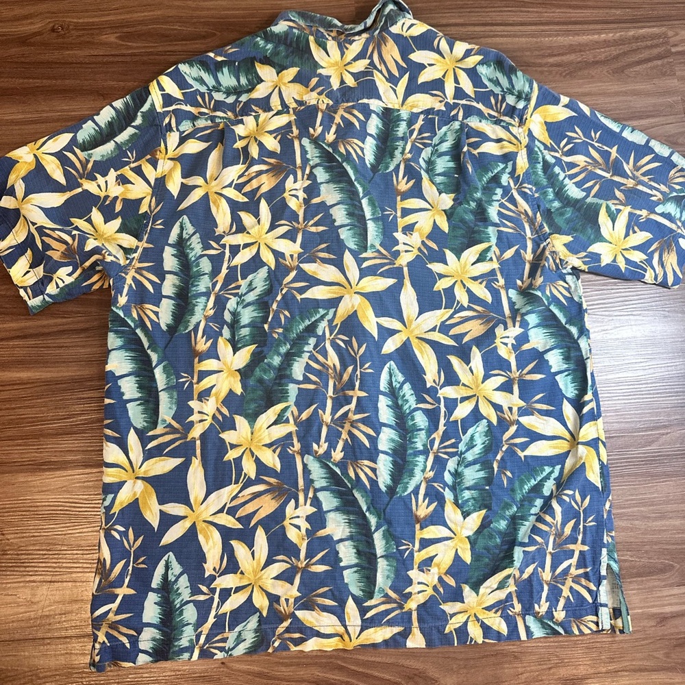 Tommy Bahama Hawaiian Shirt Blue Floral Silk Short Sleeve Button Front Men’s L - Picture 9 of 12